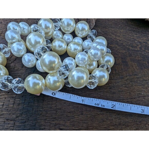 Vintage Faux Pearl Bracelet Stack, 3 Pearly Stretch Bracelets - Picture 9 of 10